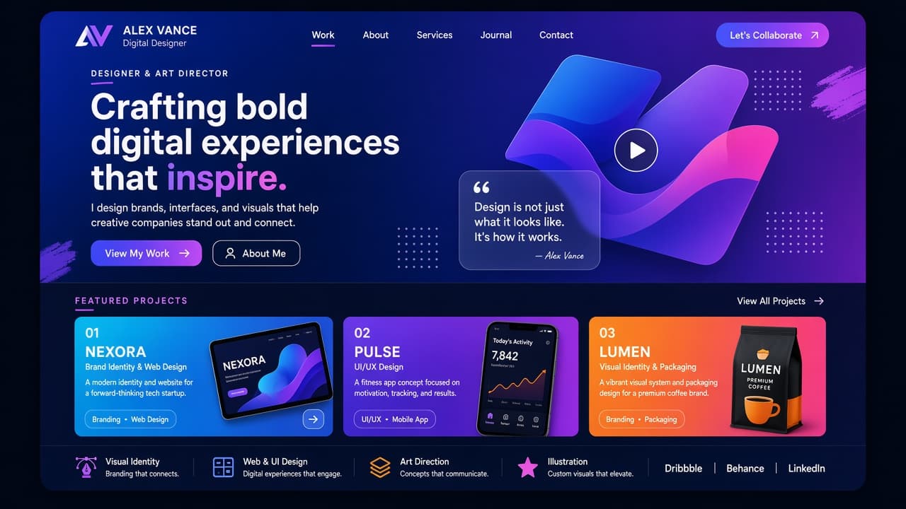 Contoh template portfolio Creative